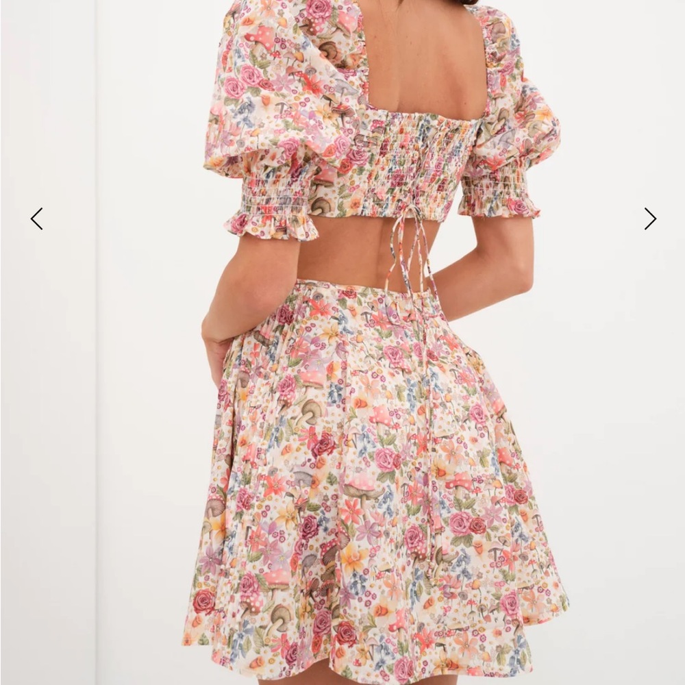 For Love & Lemons Pink Floral Puff-Sleeve Mini Dress - Picture 3 of 4